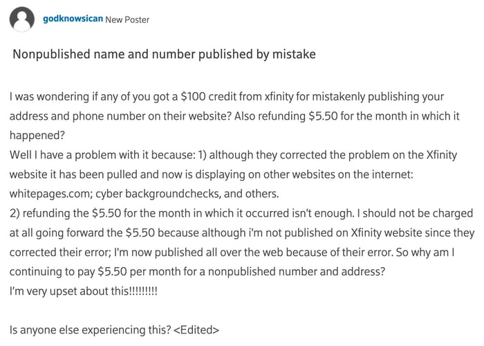 Forum complaint