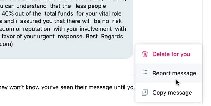 Report direct message