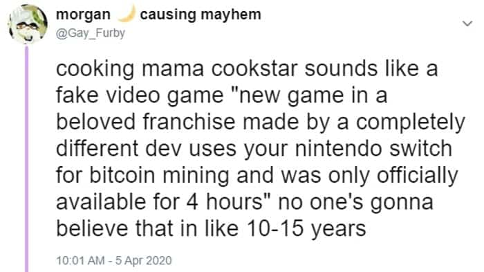 Cooking Mama rumours posted on Twitter