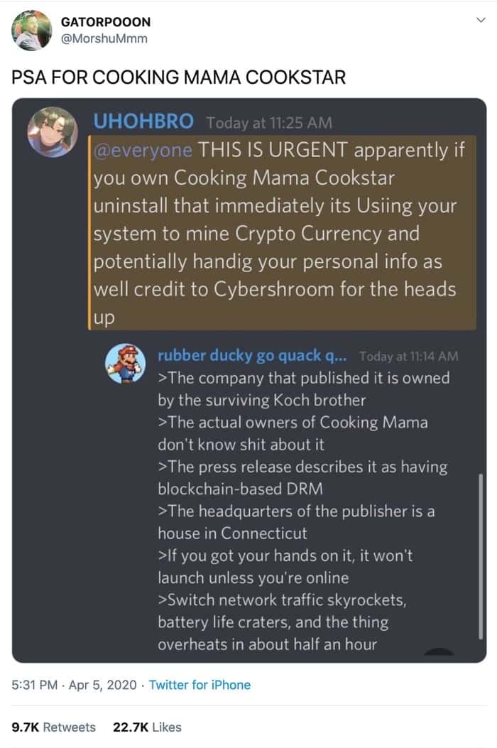 Cooking Mama rumour