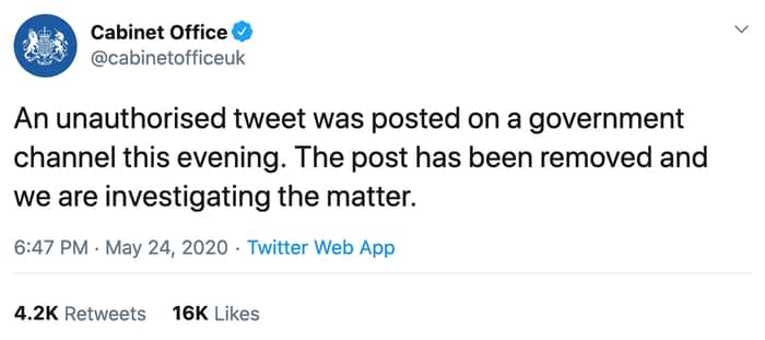Cabinet Office tweet
